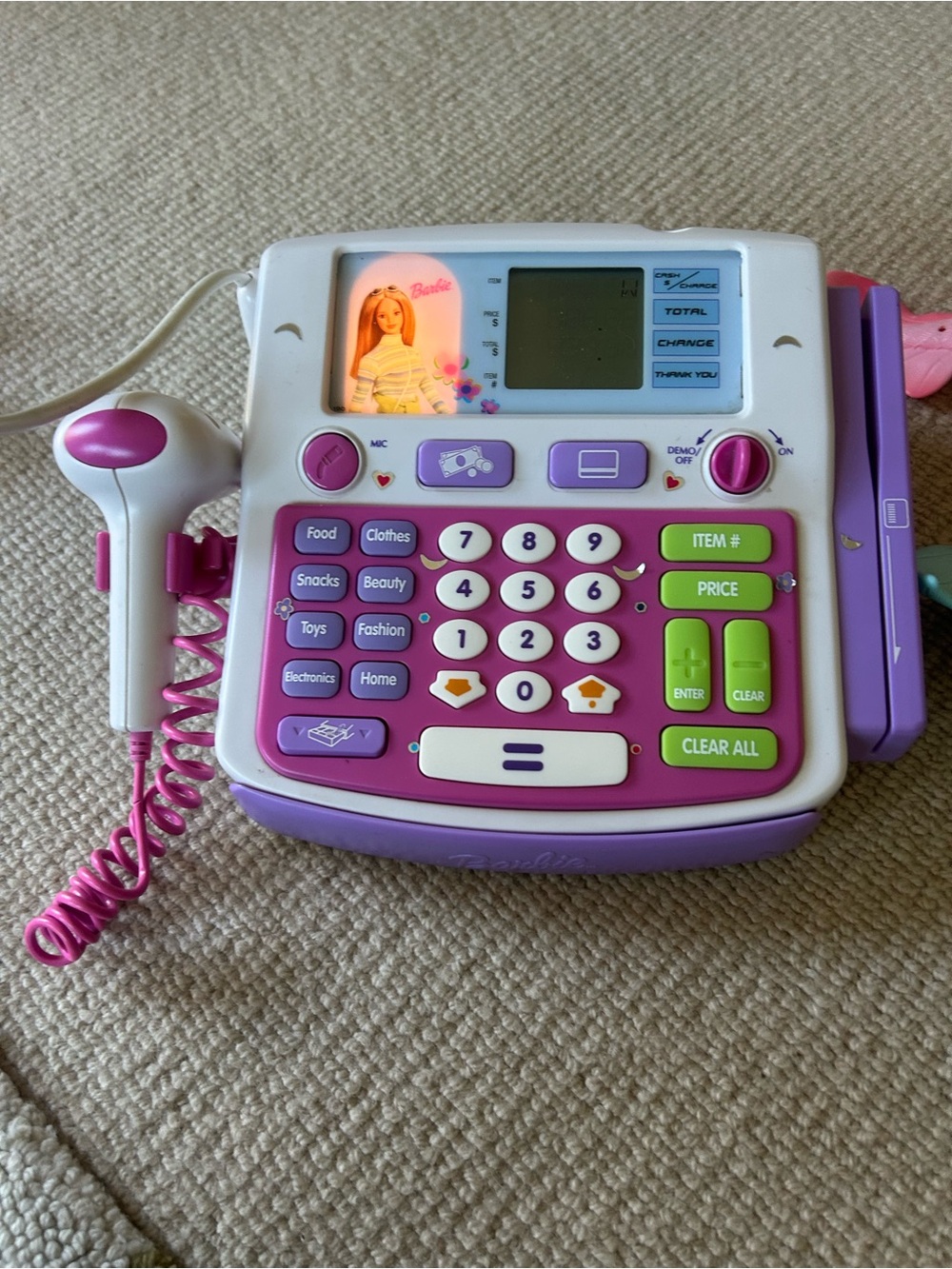 Vintage Barbie Kids Play Cash Register - Pink and Purple
